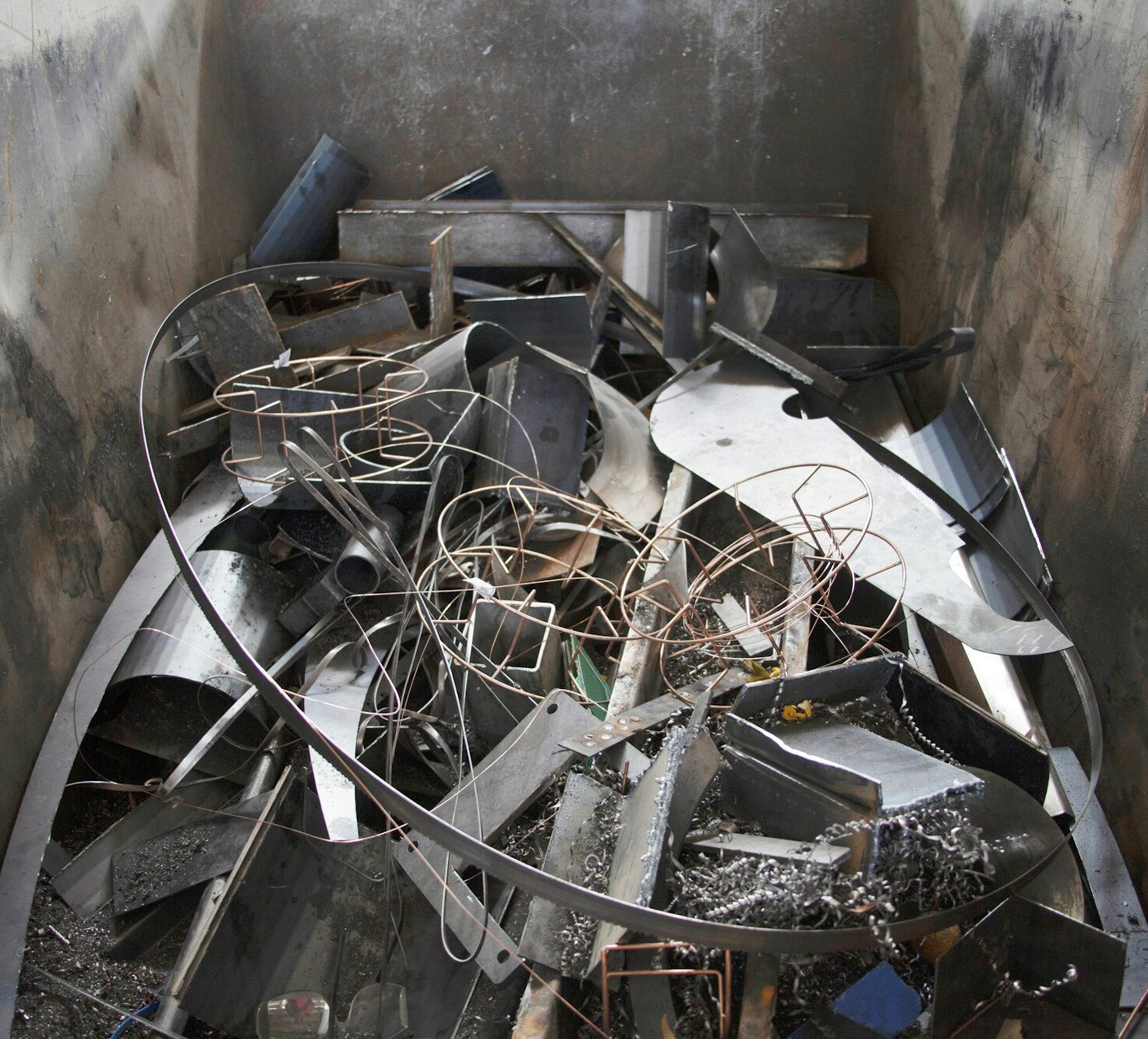 waste metals inside the container